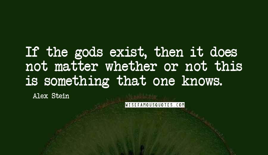 Alex Stein Quotes: If the gods exist, then it does not matter whether or not this is something that one knows.