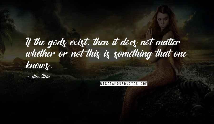 Alex Stein Quotes: If the gods exist, then it does not matter whether or not this is something that one knows.