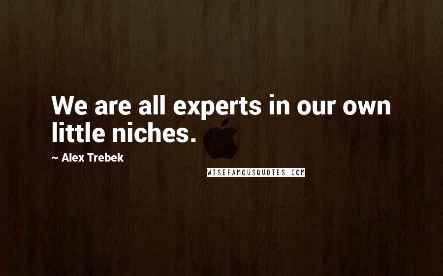Alex Trebek Quotes: We are all experts in our own little niches.
