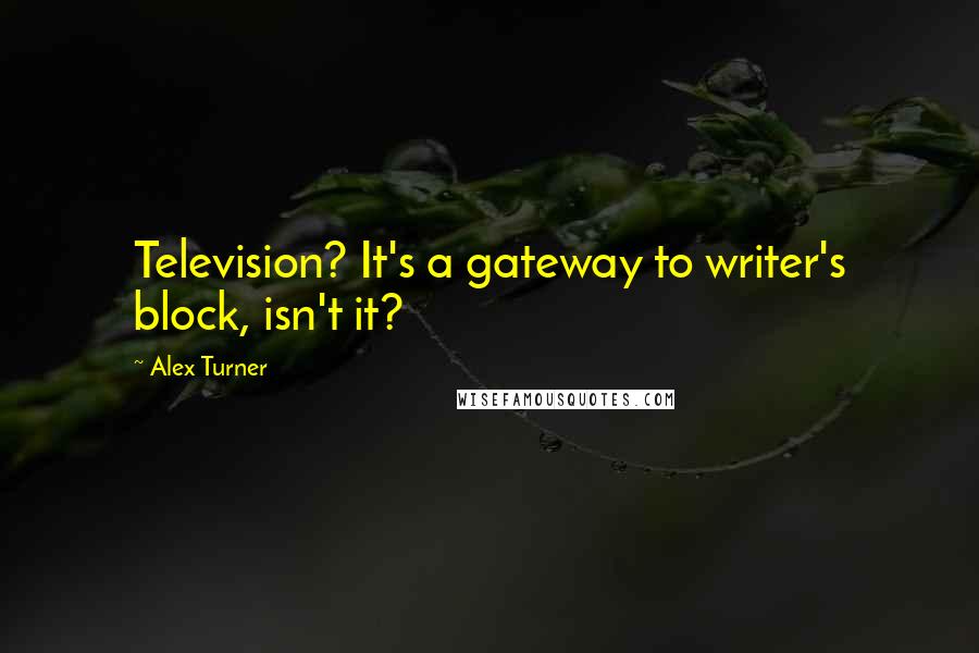 Alex Turner Quotes: Television? It's a gateway to writer's block, isn't it?