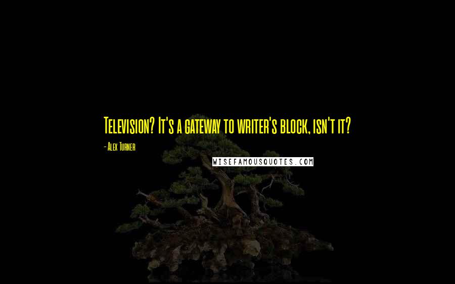 Alex Turner Quotes: Television? It's a gateway to writer's block, isn't it?