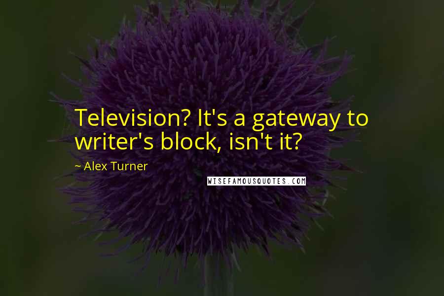 Alex Turner Quotes: Television? It's a gateway to writer's block, isn't it?