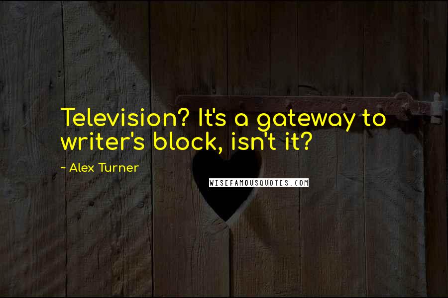 Alex Turner Quotes: Television? It's a gateway to writer's block, isn't it?