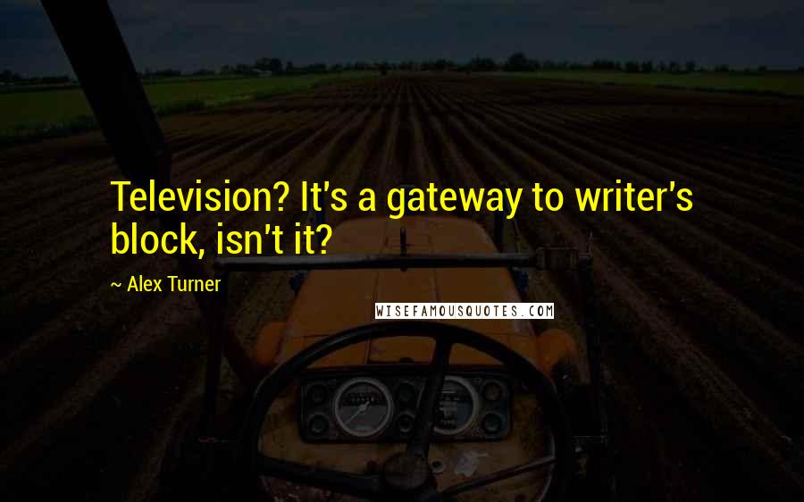 Alex Turner Quotes: Television? It's a gateway to writer's block, isn't it?