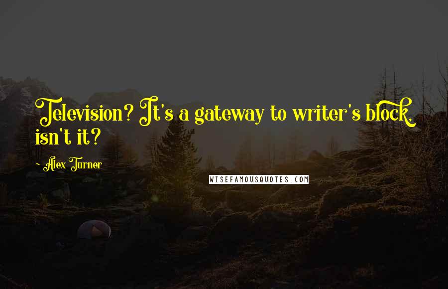 Alex Turner Quotes: Television? It's a gateway to writer's block, isn't it?