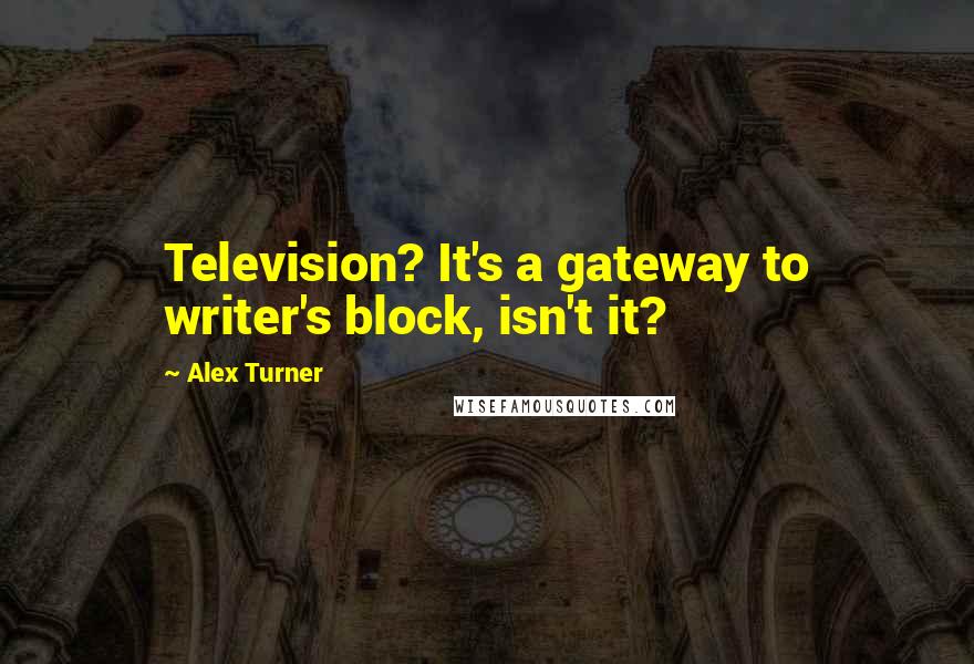 Alex Turner Quotes: Television? It's a gateway to writer's block, isn't it?