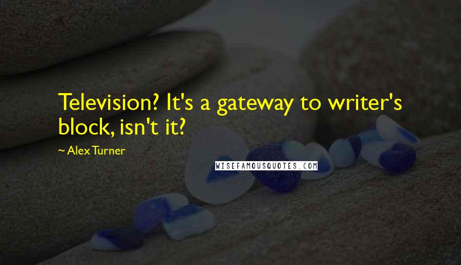 Alex Turner Quotes: Television? It's a gateway to writer's block, isn't it?