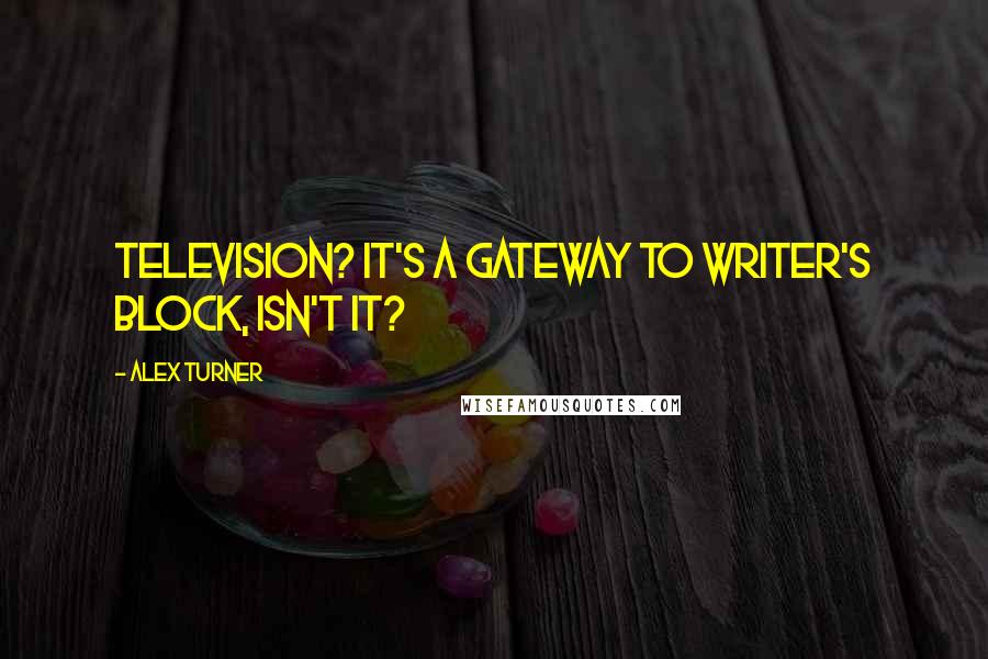 Alex Turner Quotes: Television? It's a gateway to writer's block, isn't it?