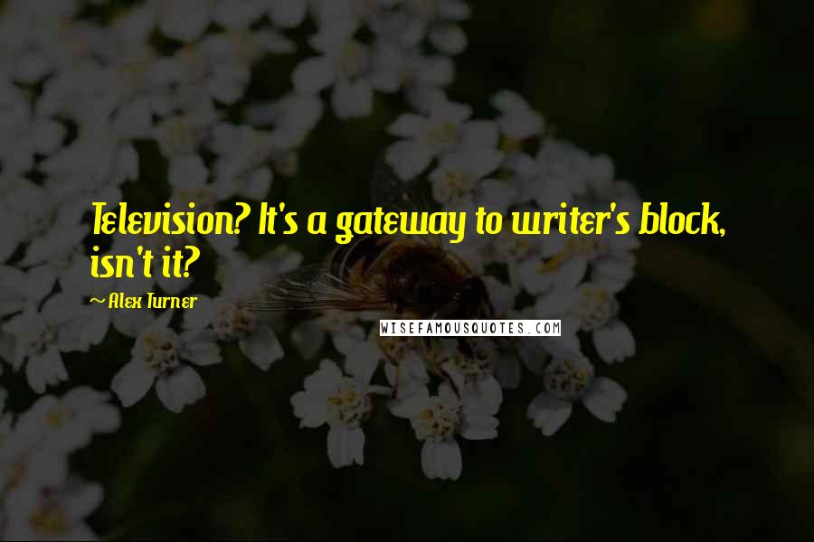 Alex Turner Quotes: Television? It's a gateway to writer's block, isn't it?