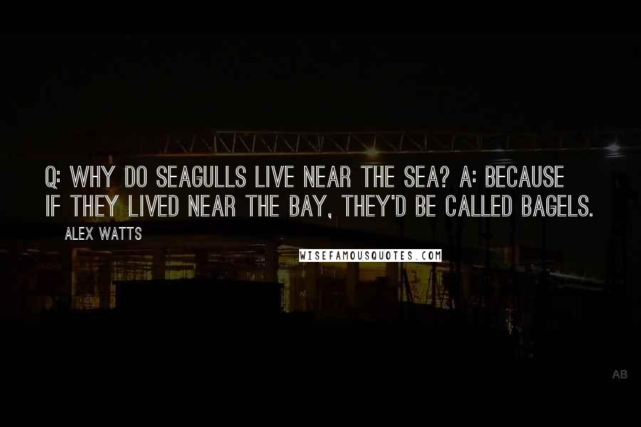 Alex Watts Quotes: Q: Why do seagulls live near the sea? A: Because if they lived near the bay, they'd be called bagels.