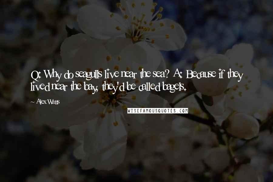 Alex Watts Quotes: Q: Why do seagulls live near the sea? A: Because if they lived near the bay, they'd be called bagels.