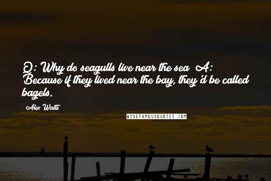 Alex Watts Quotes: Q: Why do seagulls live near the sea? A: Because if they lived near the bay, they'd be called bagels.