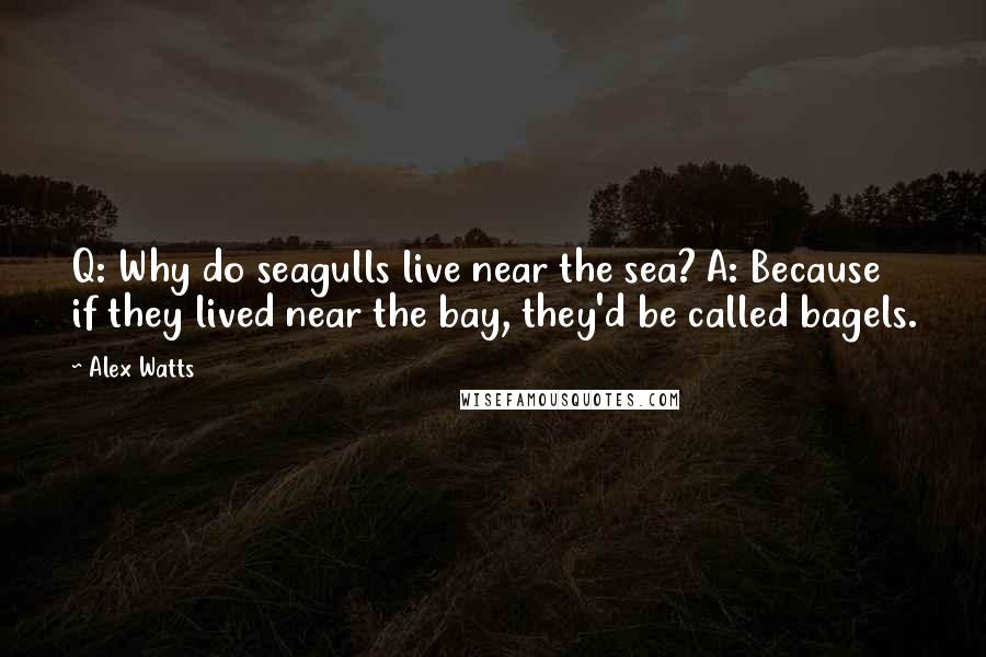Alex Watts Quotes: Q: Why do seagulls live near the sea? A: Because if they lived near the bay, they'd be called bagels.