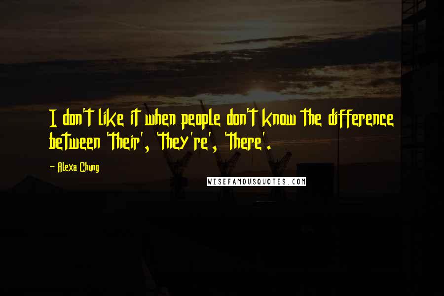 Alexa Chung Quotes: I don't like it when people don't know the difference between 'their', 'they're', 'there'.