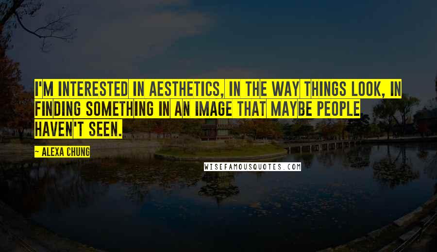 Alexa Chung Quotes: I'm interested in aesthetics, in the way things look, in finding something in an image that maybe people haven't seen.