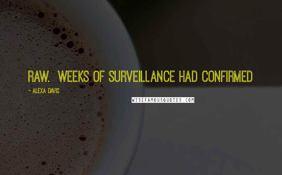 Alexa Davis Quotes: Raw. Weeks of surveillance had confirmed