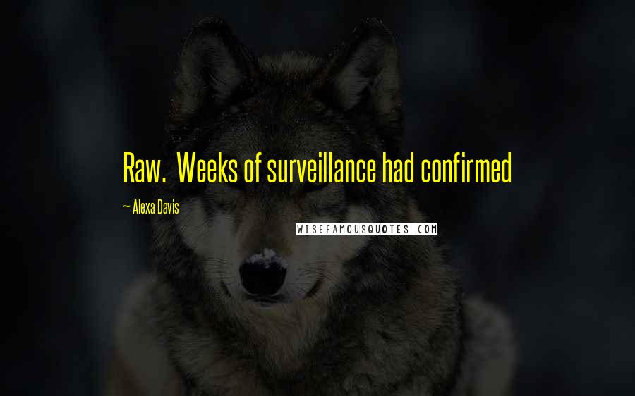 Alexa Davis Quotes: Raw.  Weeks of surveillance had confirmed