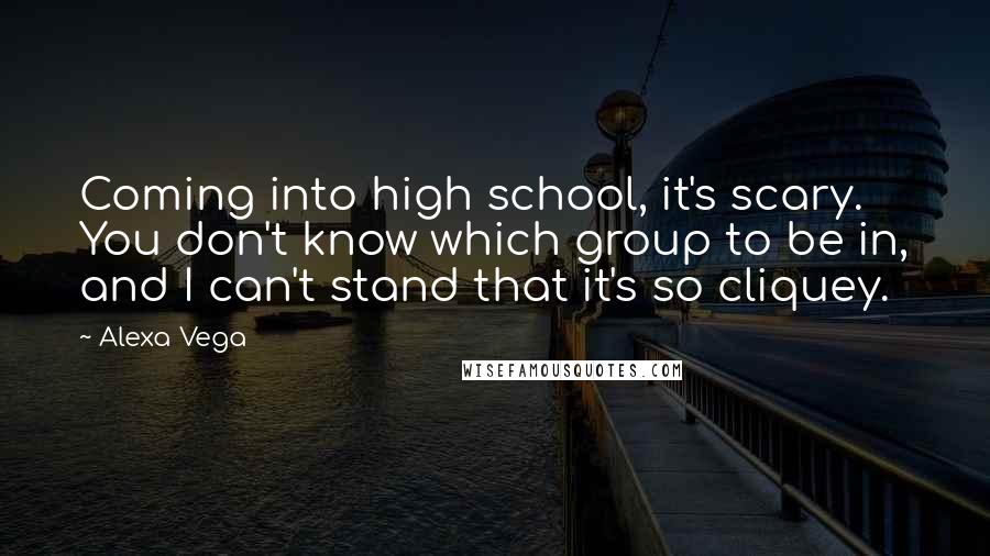 Alexa Vega Quotes: Coming into high school, it's scary. You don't know which group to be in, and I can't stand that it's so cliquey.