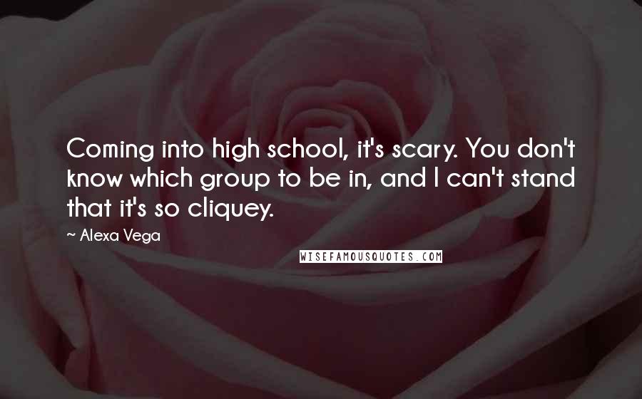 Alexa Vega Quotes: Coming into high school, it's scary. You don't know which group to be in, and I can't stand that it's so cliquey.