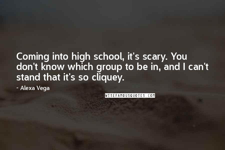 Alexa Vega Quotes: Coming into high school, it's scary. You don't know which group to be in, and I can't stand that it's so cliquey.