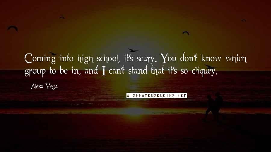 Alexa Vega Quotes: Coming into high school, it's scary. You don't know which group to be in, and I can't stand that it's so cliquey.