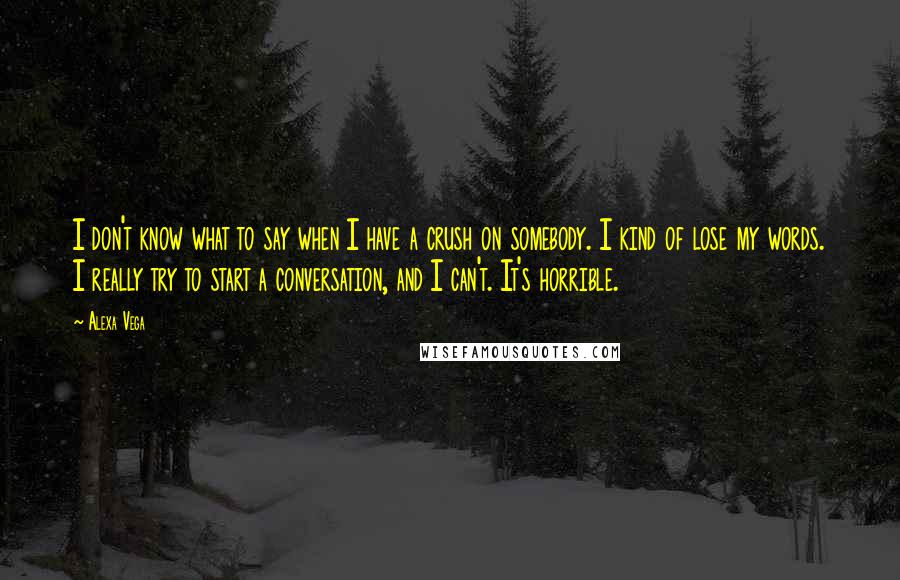 Alexa Vega Quotes: I don't know what to say when I have a crush on somebody. I kind of lose my words. I really try to start a conversation, and I can't. It's horrible.