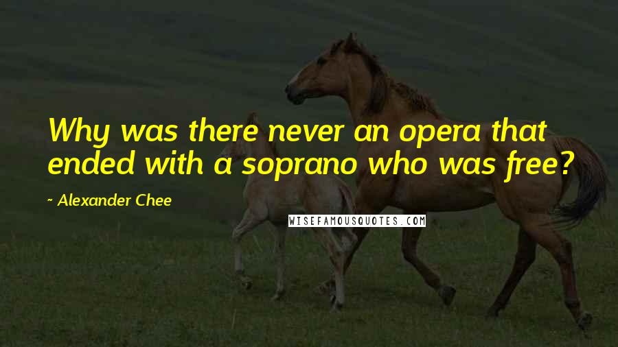 Alexander Chee Quotes: Why was there never an opera that ended with a soprano who was free?