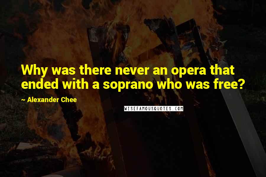 Alexander Chee Quotes: Why was there never an opera that ended with a soprano who was free?
