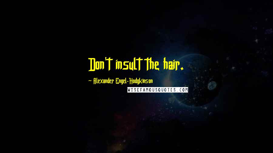 Alexander Engel-Hodgkinson Quotes: Don't insult the hair.