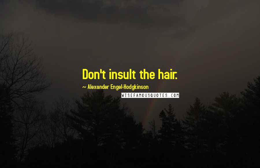 Alexander Engel-Hodgkinson Quotes: Don't insult the hair.