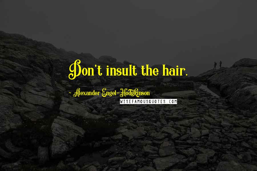 Alexander Engel-Hodgkinson Quotes: Don't insult the hair.