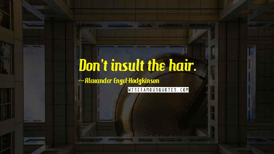 Alexander Engel-Hodgkinson Quotes: Don't insult the hair.