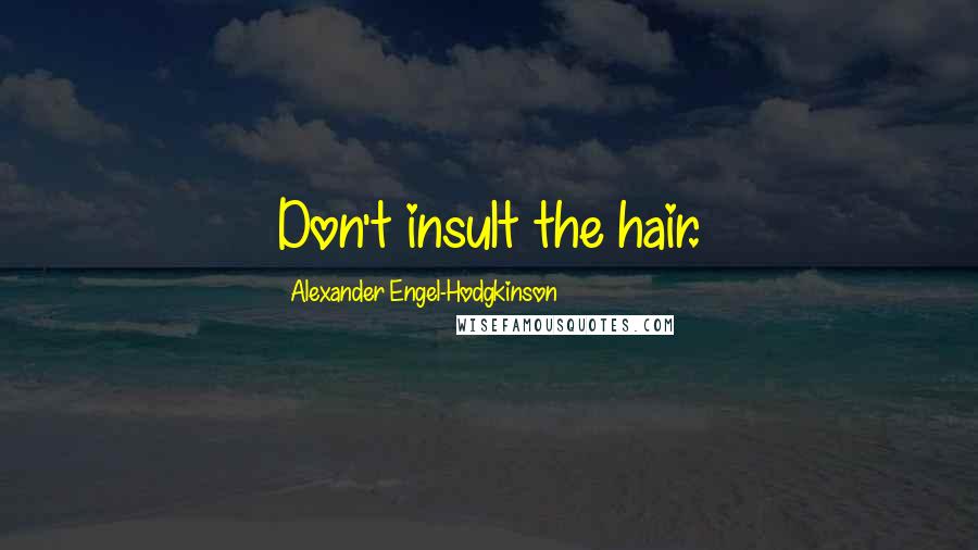 Alexander Engel-Hodgkinson Quotes: Don't insult the hair.