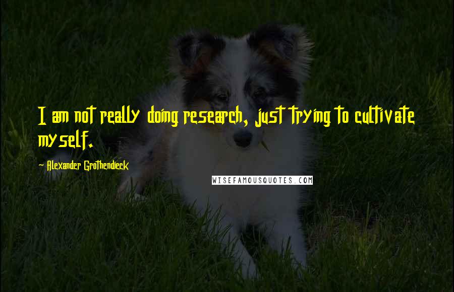 Alexander Grothendieck Quotes: I am not really doing research, just trying to cultivate myself.