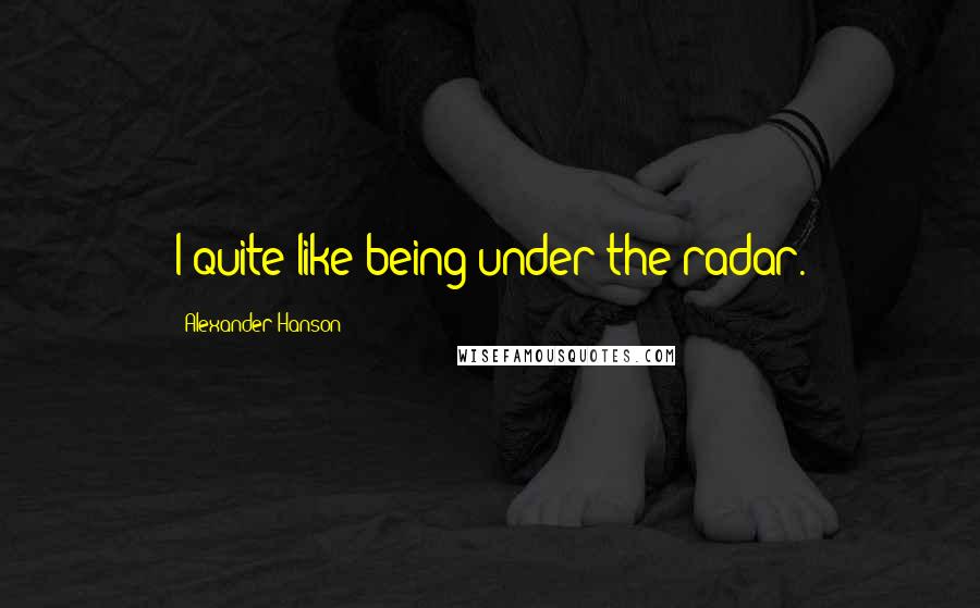 Alexander Hanson Quotes: I quite like being under the radar.