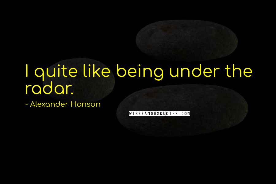 Alexander Hanson Quotes: I quite like being under the radar.