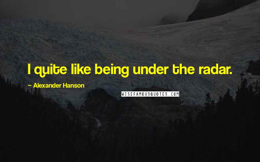 Alexander Hanson Quotes: I quite like being under the radar.