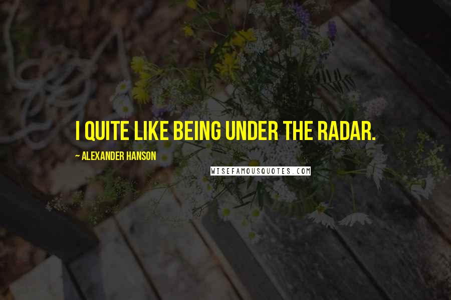 Alexander Hanson Quotes: I quite like being under the radar.