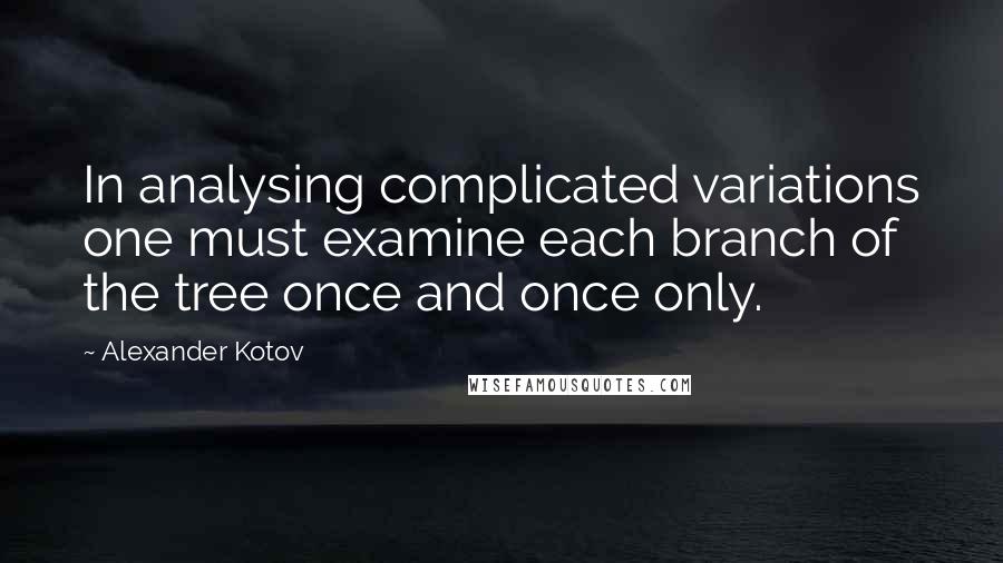 Alexander Kotov Quotes: In analysing complicated variations one must examine each branch of the tree once and once only.