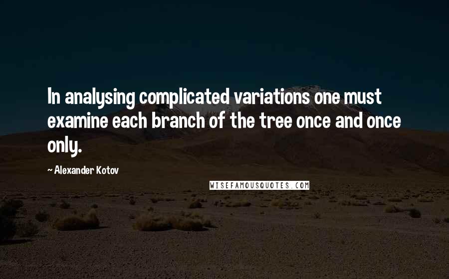 Alexander Kotov Quotes: In analysing complicated variations one must examine each branch of the tree once and once only.