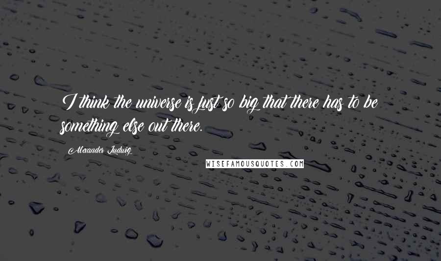 Alexander Ludwig Quotes: I think the universe is just so big that there has to be something else out there.