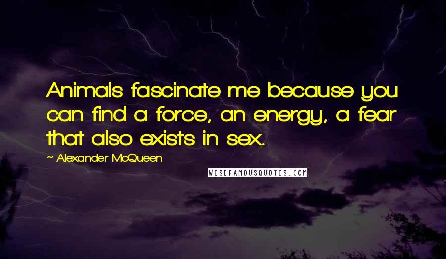 Alexander McQueen Quotes: Animals fascinate me because you can find a force, an energy, a fear that also exists in sex.