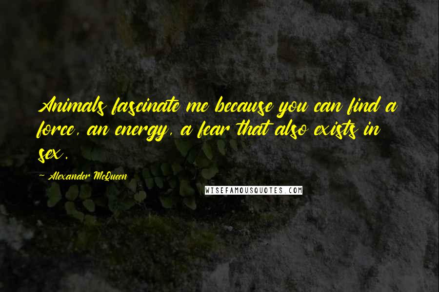 Alexander McQueen Quotes: Animals fascinate me because you can find a force, an energy, a fear that also exists in sex.