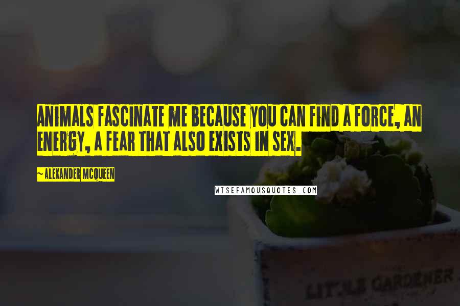 Alexander McQueen Quotes: Animals fascinate me because you can find a force, an energy, a fear that also exists in sex.