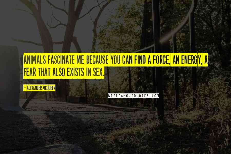 Alexander McQueen Quotes: Animals fascinate me because you can find a force, an energy, a fear that also exists in sex.