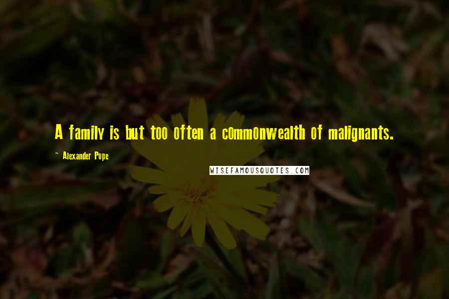 Alexander Pope Quotes: A family is but too often a commonwealth of malignants.