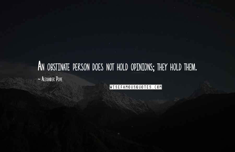 Alexander Pope Quotes: An obstinate person does not hold opinions; they hold them.