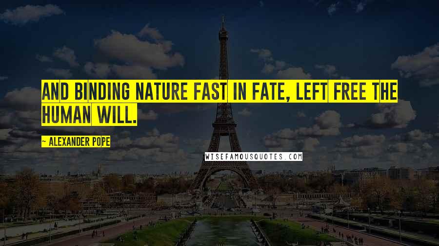 Alexander Pope Quotes: And binding nature fast in fate, Left free the human will.