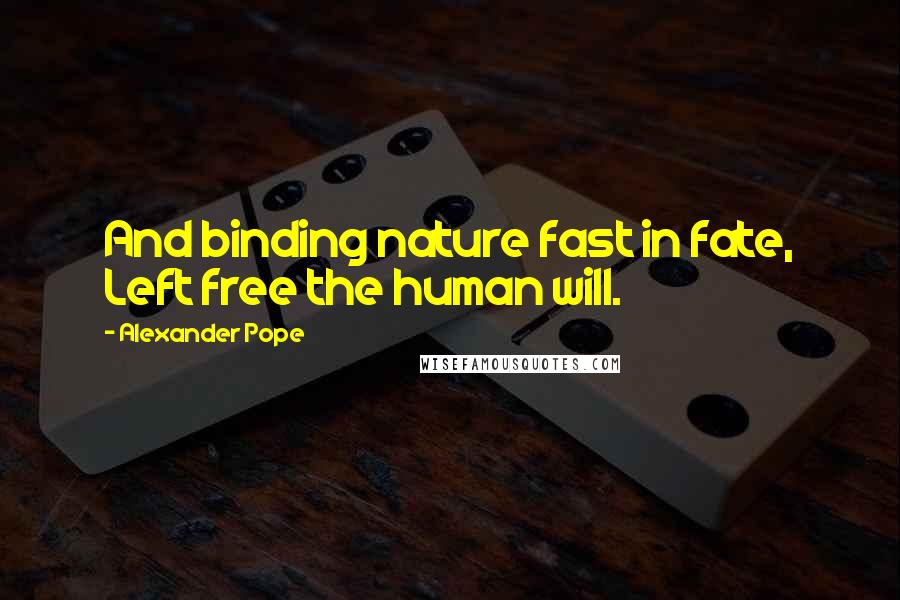 Alexander Pope Quotes: And binding nature fast in fate, Left free the human will.