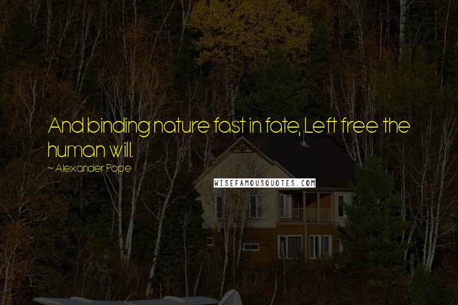 Alexander Pope Quotes: And binding nature fast in fate, Left free the human will.